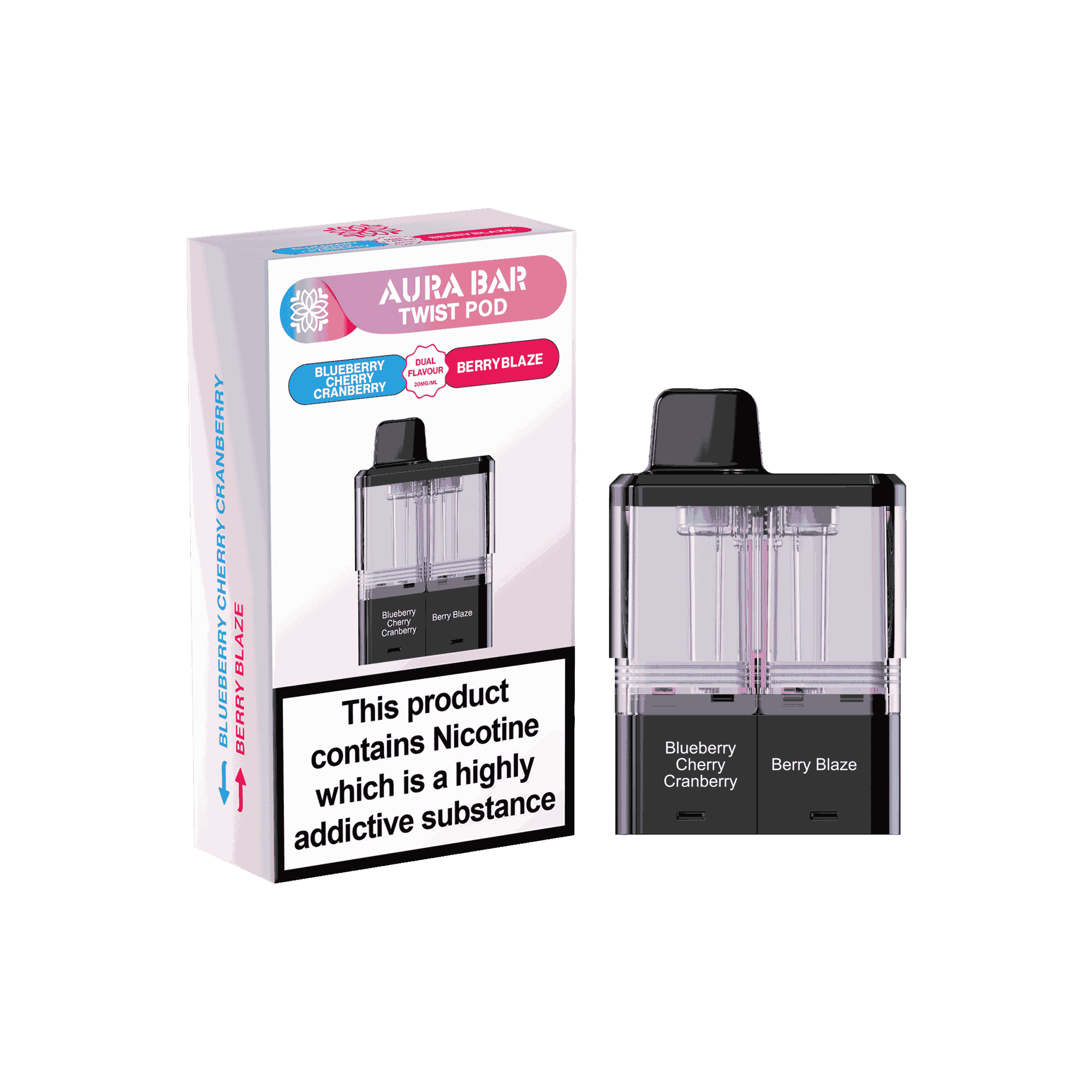Aura Bar Twist 40k Replacement Pods - Pack of 5 Available In Blueberry Cherry Cranberry Berry Blaze Flavour