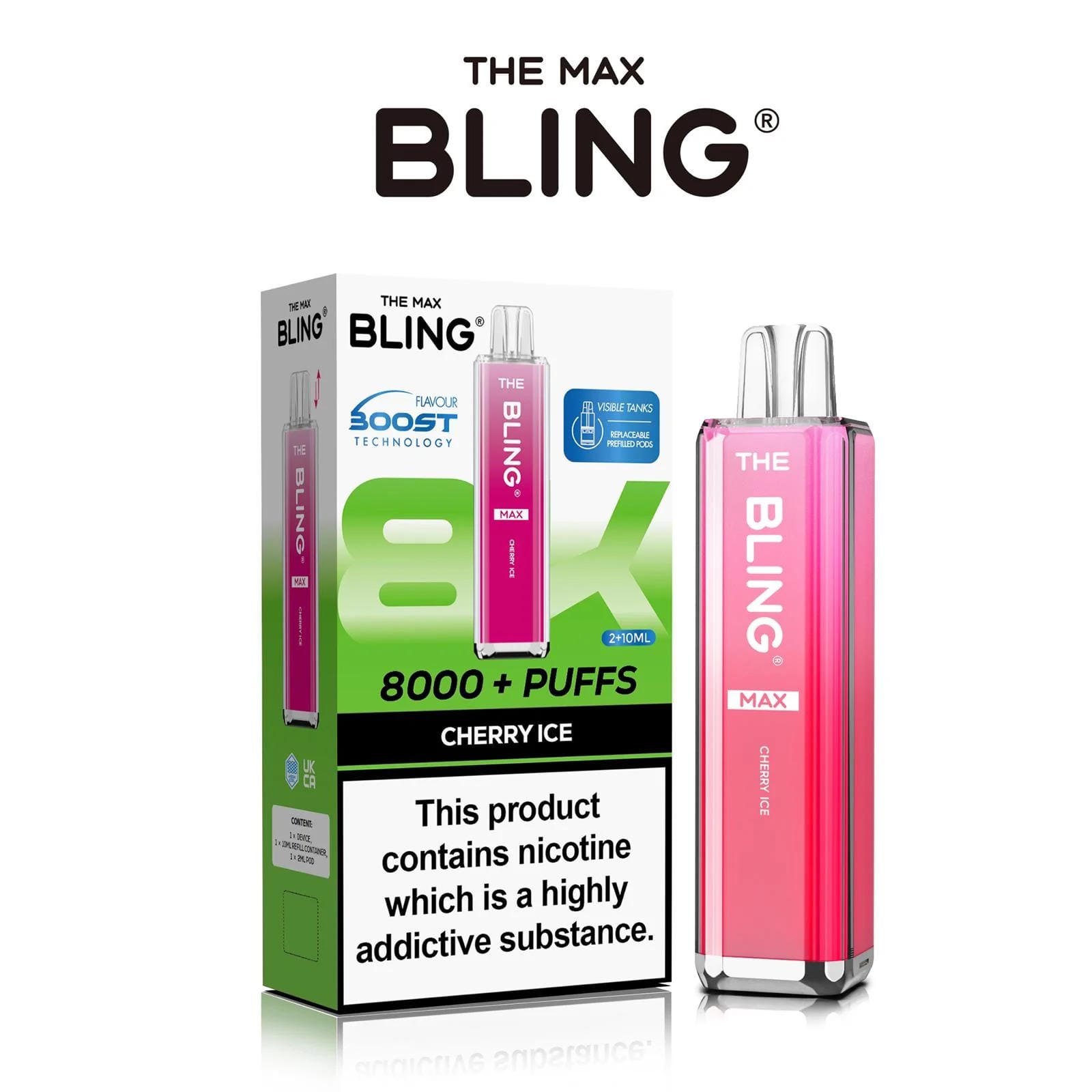 The Crystal Bling Max 8000 Puffs Prefilled Pod Kit - Box of 5