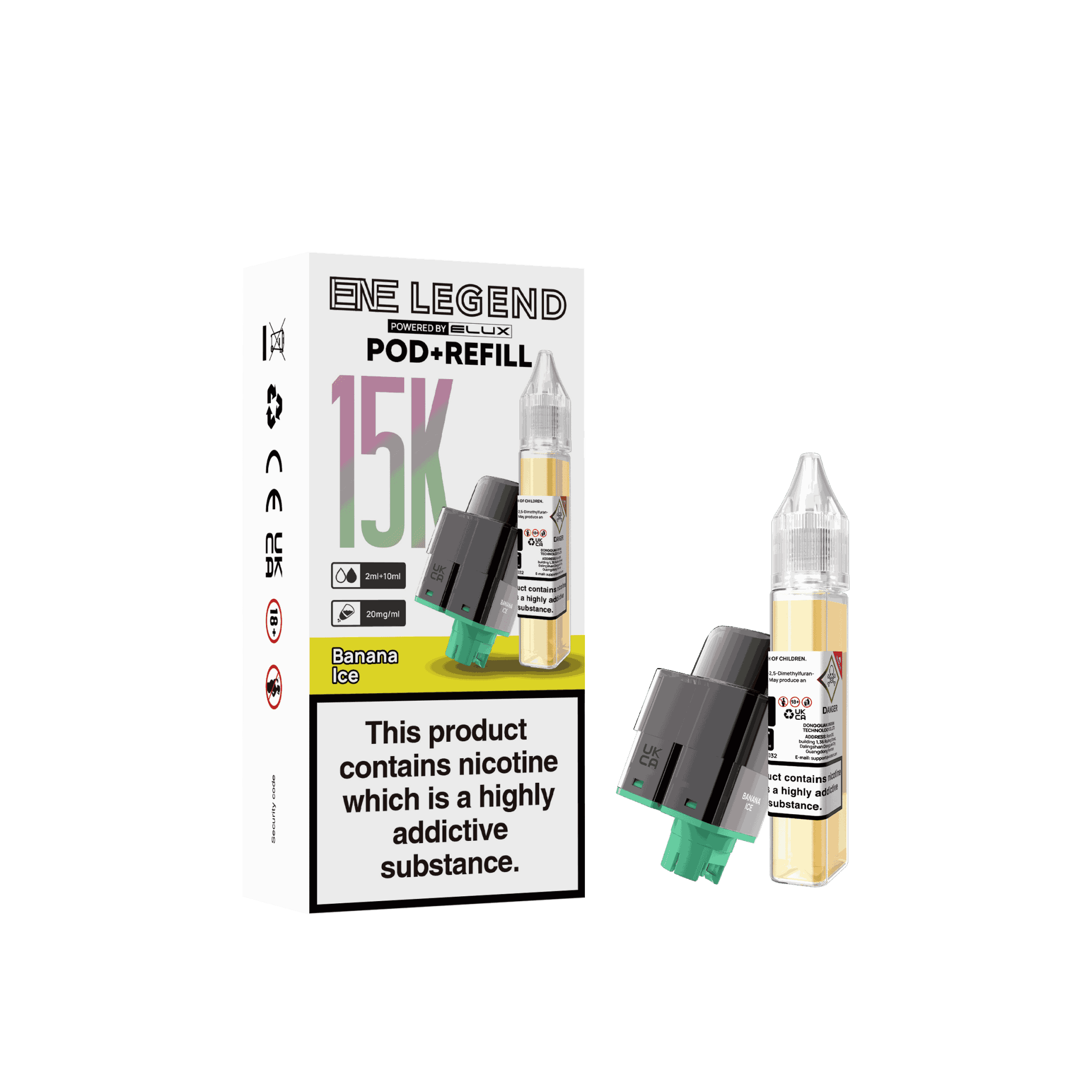 Elux ENE Legend 15k Replacement Pods Pack of 5 - Wholesale Price ! with Banana Ice flavour