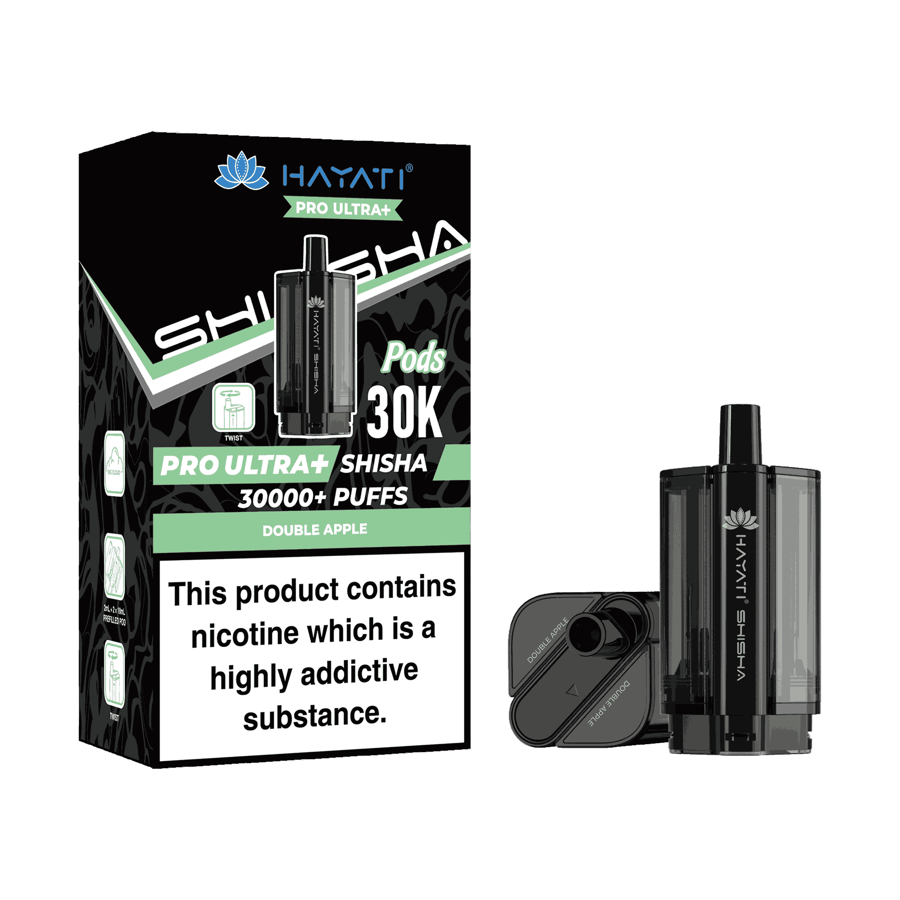 Hayati Pro Ultra Plus Shisha 30k Prefilled Pods Box of 5 - Wholesale Price ! with Double Apple flavour