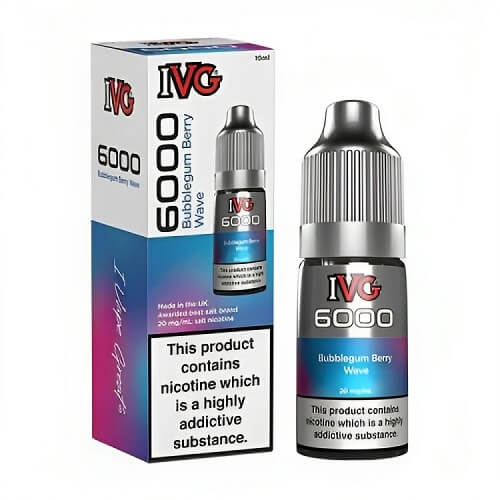 IVG 6000 Nic Salt 10ml Pack of 10 Available In Bubblegum Berry Wave Flavour 