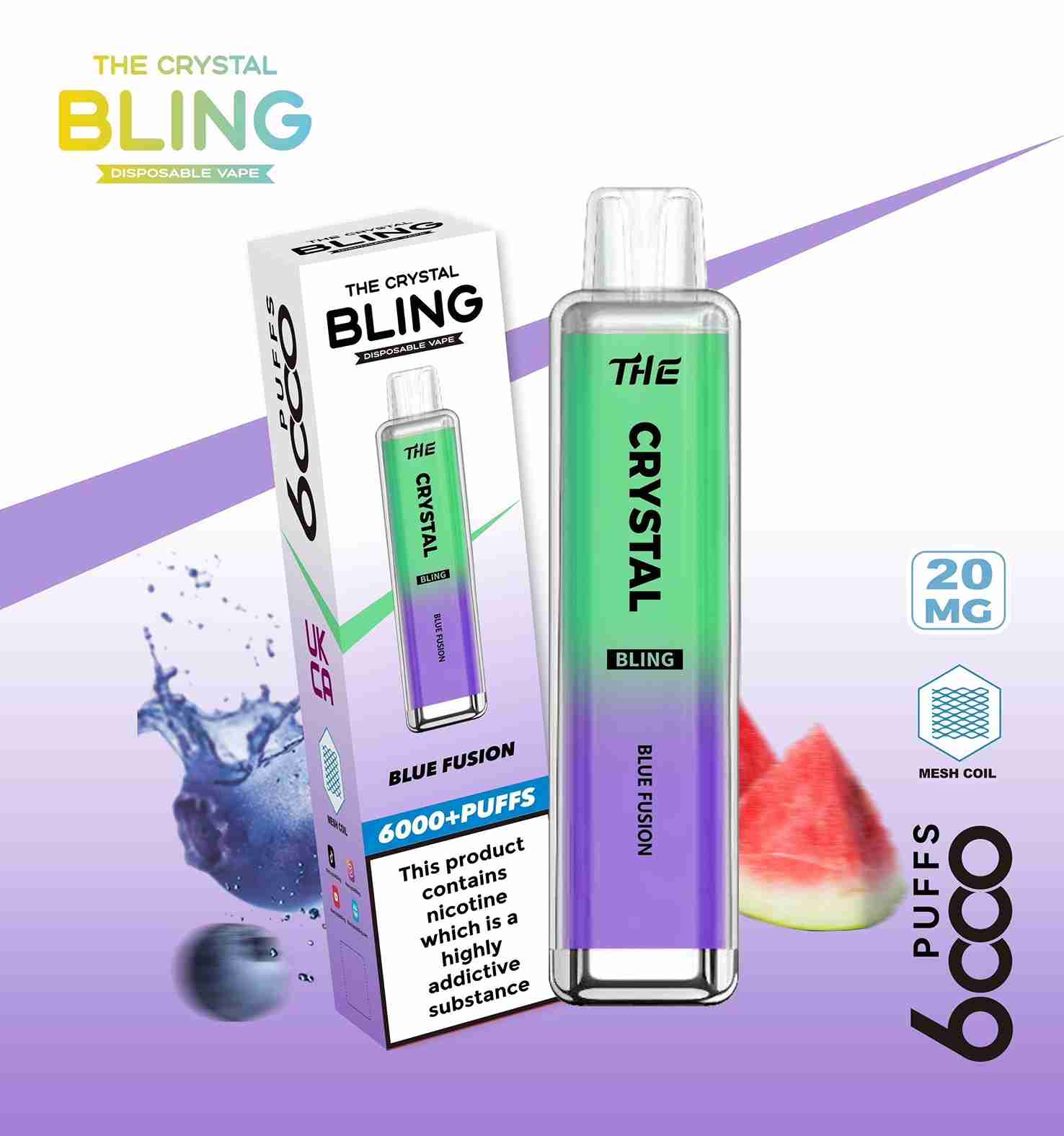 The Crystal Bling 6000 Prefilled Pod Vape Kit - Box of 10